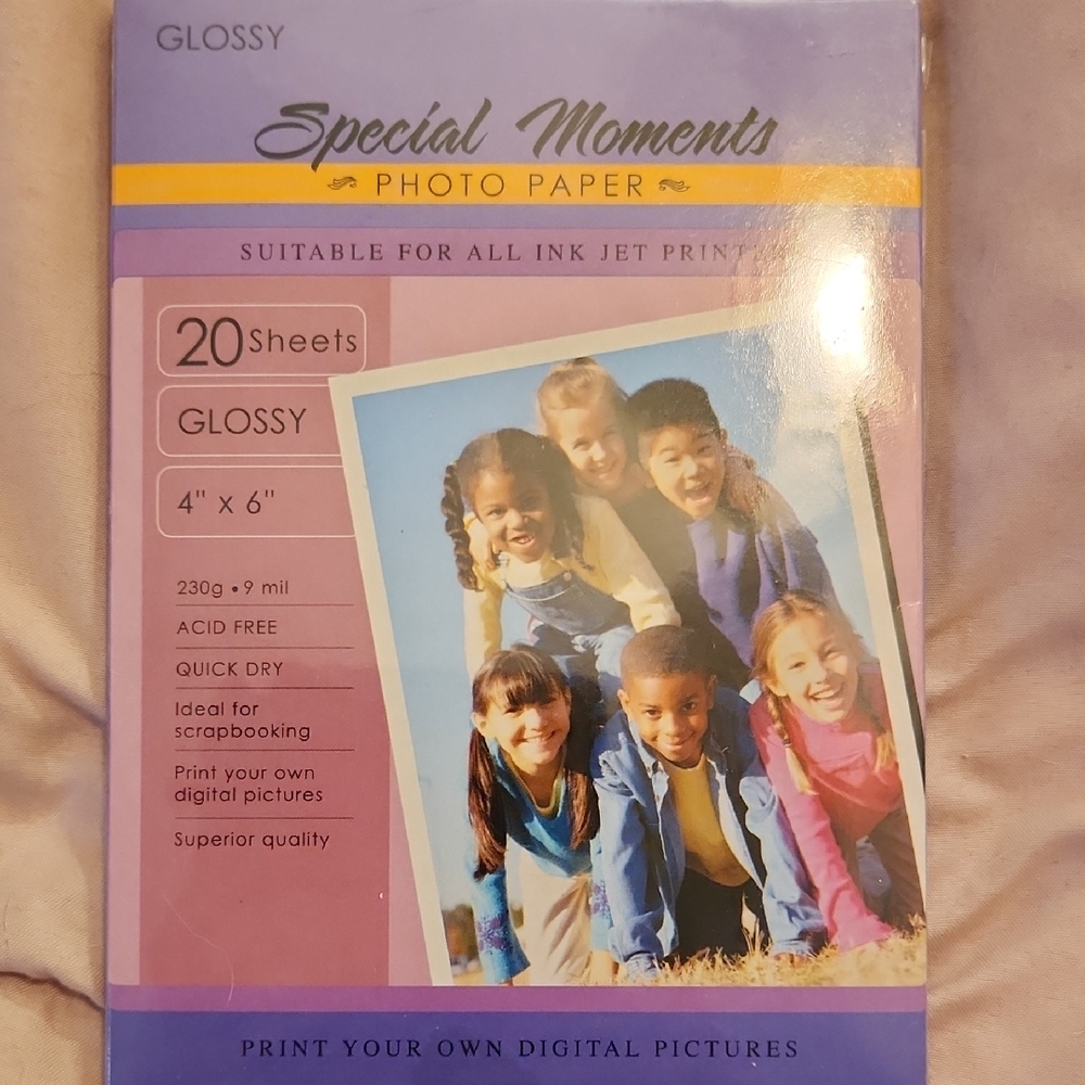 Special Moments Photo Paper - Pink and Purple Packaging